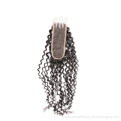 Wholesale 100% Raw Unprocessed Virgin Human Hair Middle Part Kinky Curly 2X6 Lace Closure For Black Women
